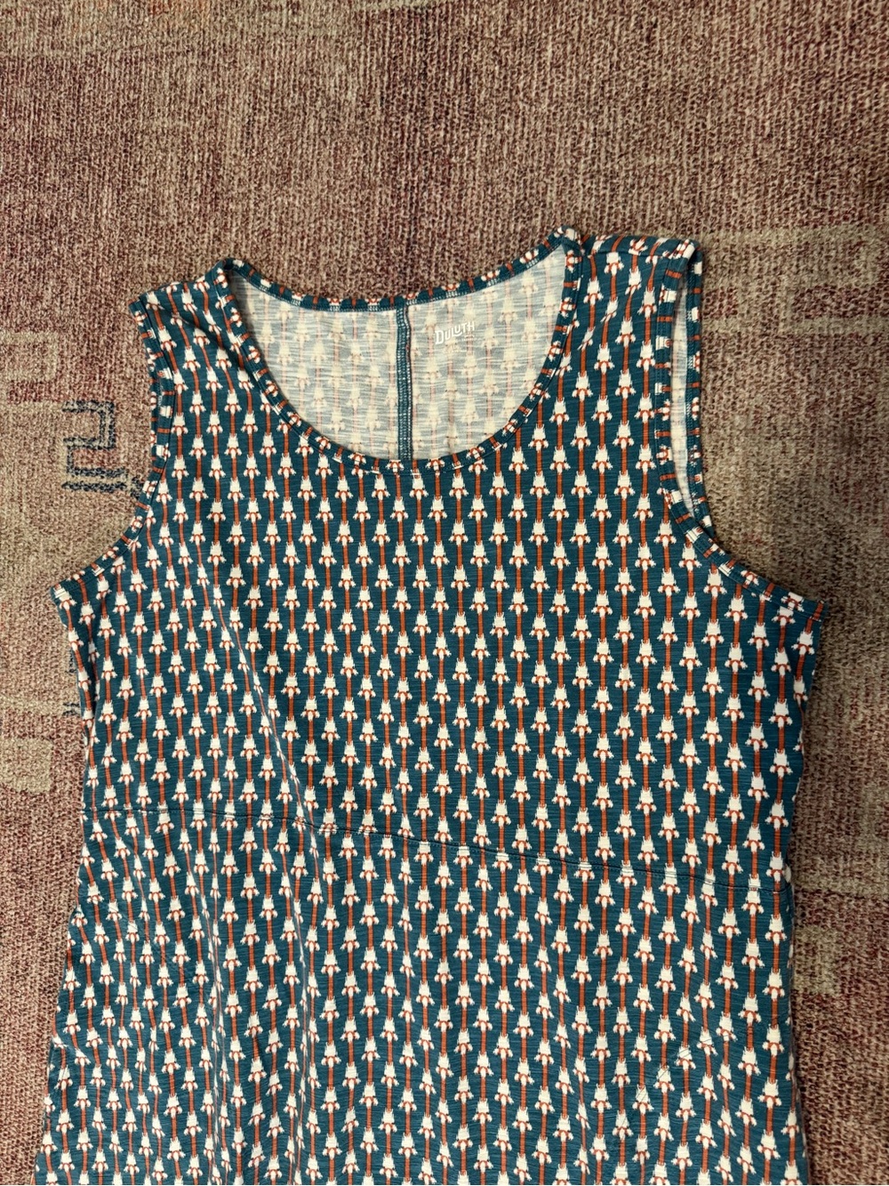 Duluth Trading soft sleeveless woven cotton blend rounded hem midi dress size LG - Picture 2 of 12